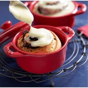 STAUB Ramekin‎ Red Ceramic Casserole Mini Dish w/Lid La Cocotte Kitchen Cookware